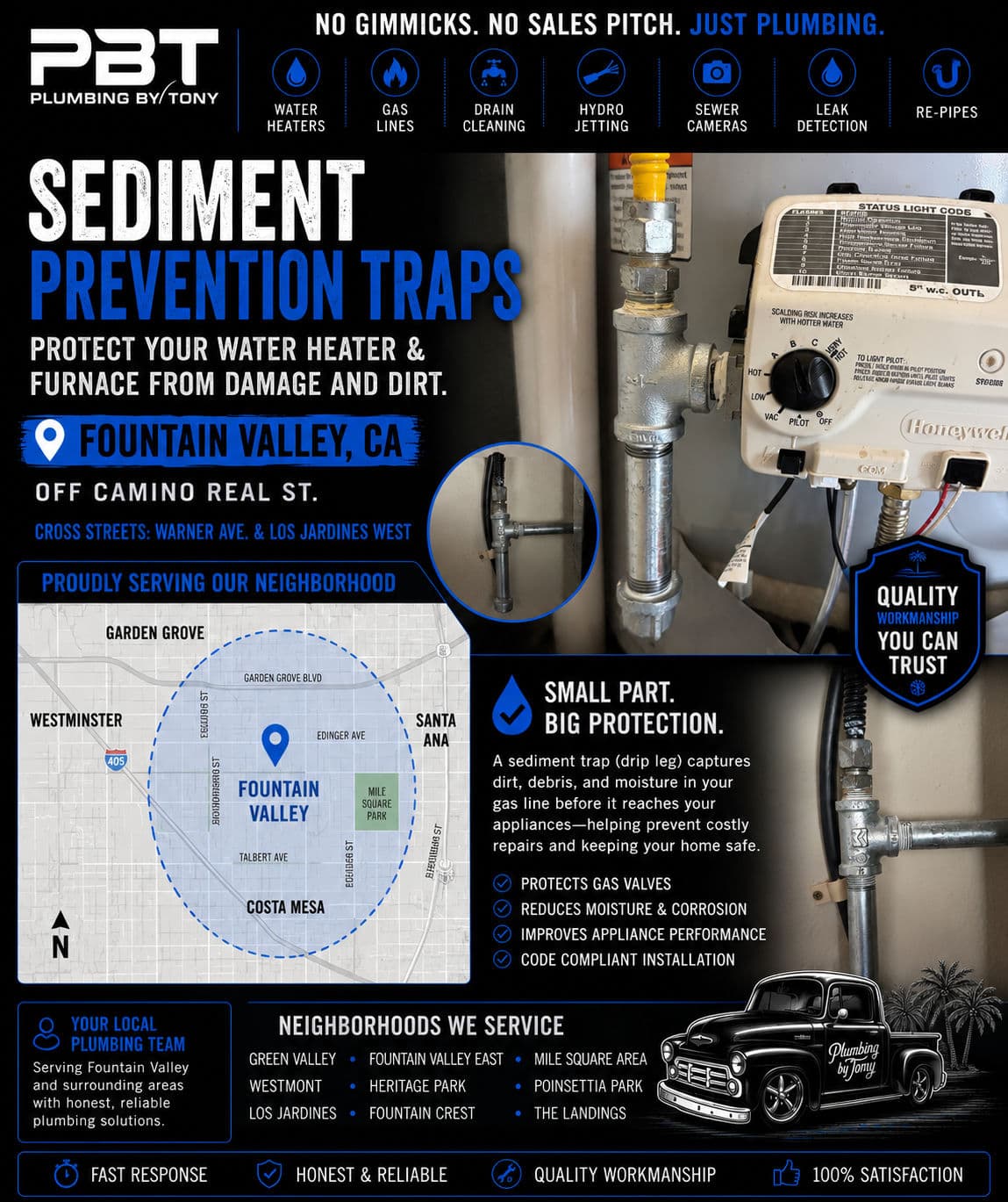 Sediment Trap Installation for a Water Heater and Furnace in Fountain Valley image