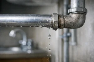 A pipe is leaking